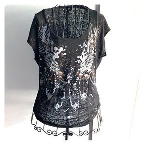 Rock republic s women’s top angel rose gold top